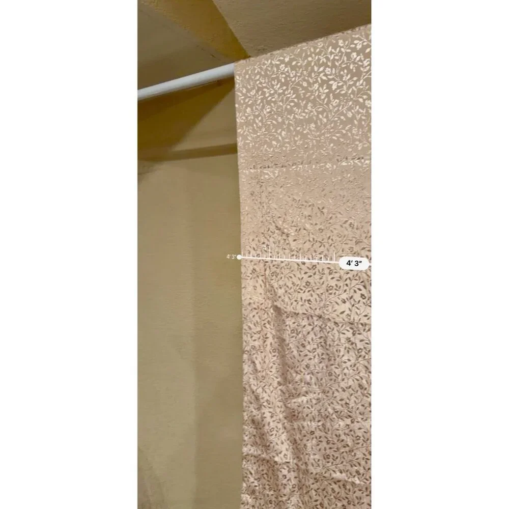 CROSCILL HOME Set 2 Curtain Panels Tan Jacquard Leaf‎ Vine Pattern Rod Pocket